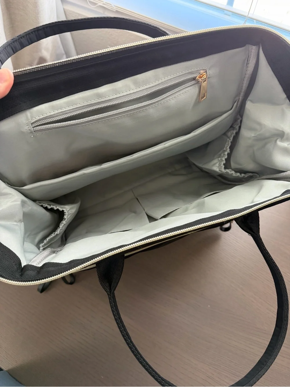 Black Women's Baby Bag Tote with Gold Hardware